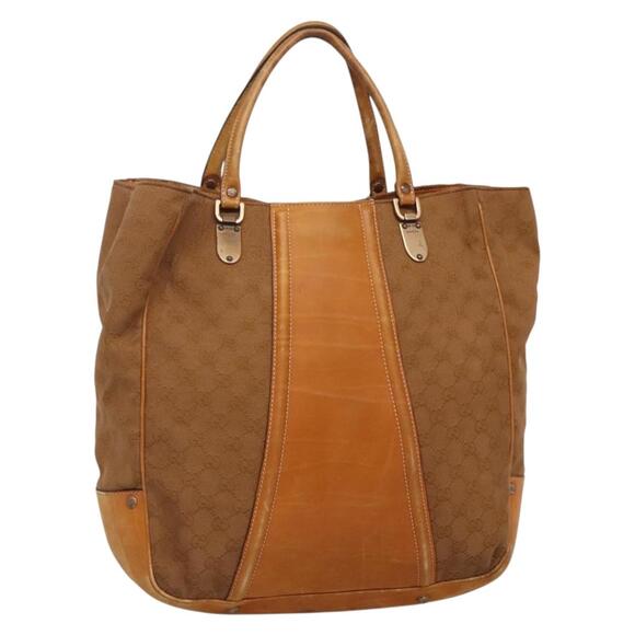 GUCCI GG Canvas Tote Bag Outlet Beige Gold - Picture 1 of 16